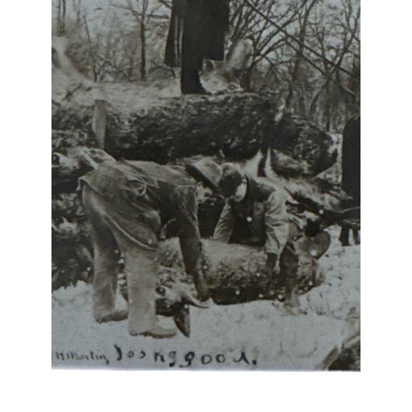 Antique RPPC Postcard Ephemera Early 1900s 5 Guys Loading Deer Onto Horse Sled - Picture 1 of 6